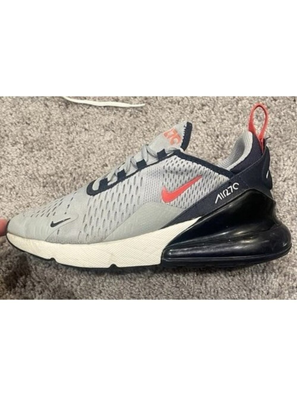 Nike Air Max 270 GS 943345-028 Sneaker Athletic Wolf Gray Crimson Runner Boys 6Y